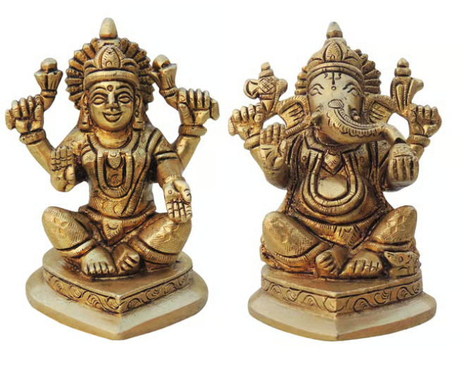 Brass Showpiece Laxmi Ganesh Pair God Idol Statue (AC1336)