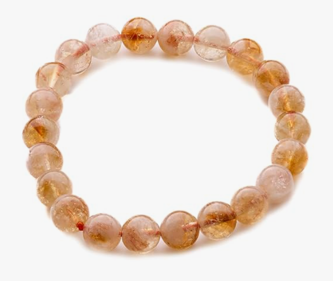 Faceted Citrine Bracelet 8mm for Financial Luck Round Beads For Men & Women